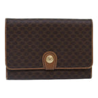 CELINE Macadam Canvas Shoulder Bag PVC Leather Brown Gold Auth 88762