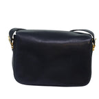 CELINE Shoulder Bag Leather Navy Gold Auth 88765