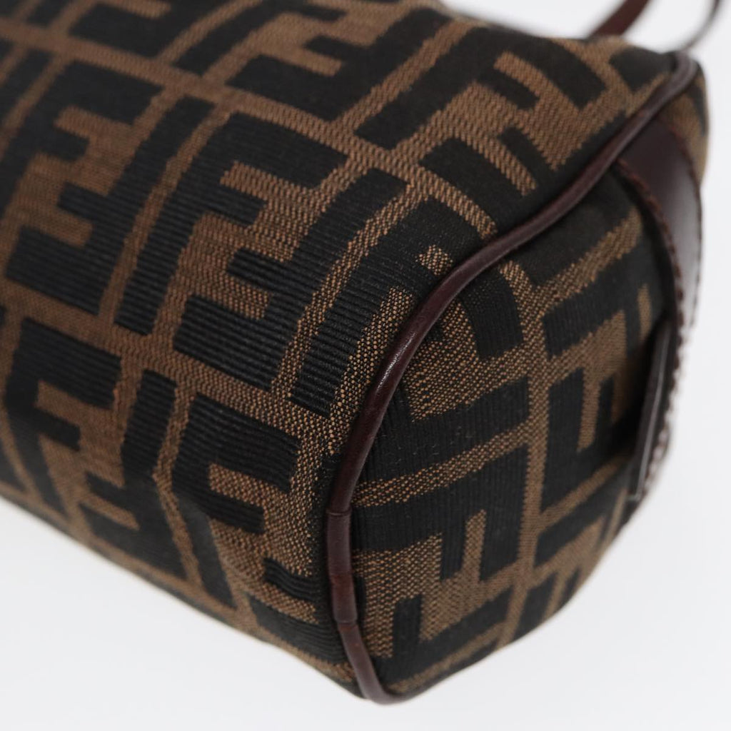 FENDI Zucca Canvas Hand Bag Brown Black Silver88785