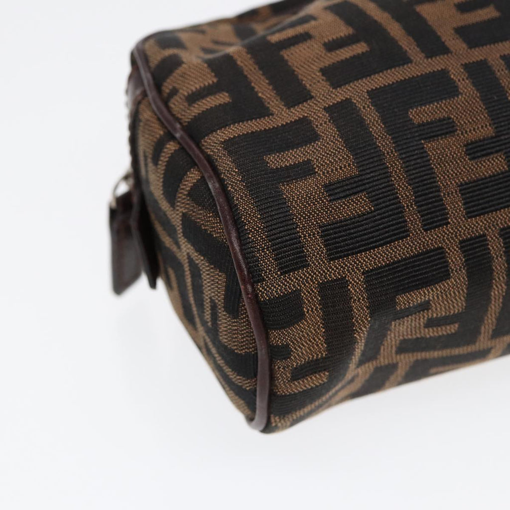 FENDI Zucca Canvas Hand Bag Brown Black Silver88785