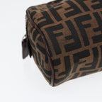 FENDI Zucca Canvas Hand Bag Brown Black Silver88785