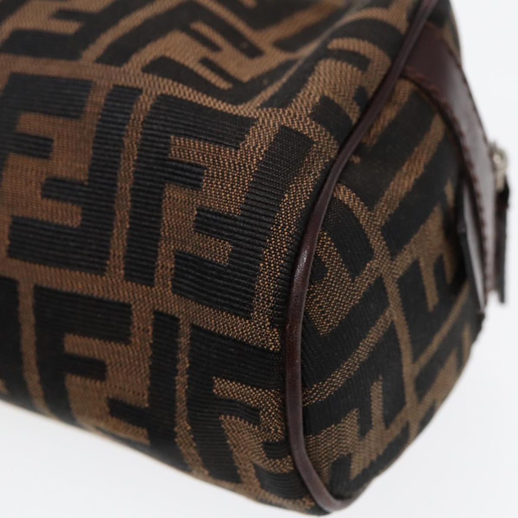FENDI Zucca Canvas Hand Bag Brown Black Silver88785