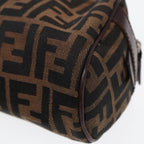 FENDI Zucca Canvas Hand Bag Brown Black Silver88785