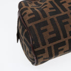 FENDI Zucca Canvas Hand Bag Brown Black Silver88785