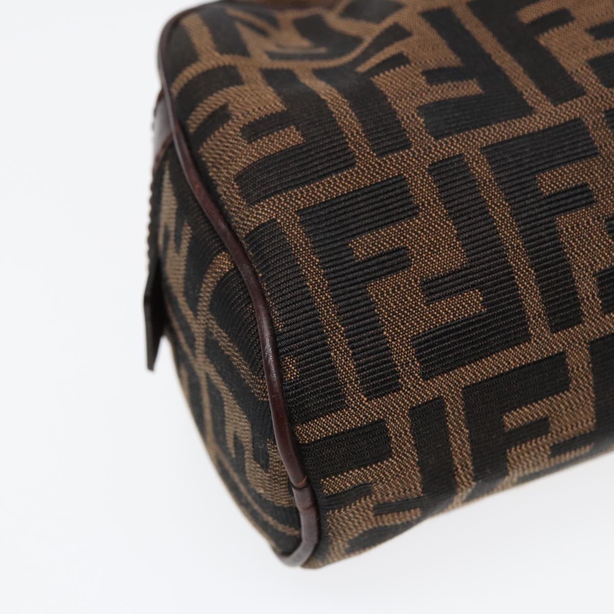 FENDI Zucca Canvas Hand Bag Brown Black Silver88785