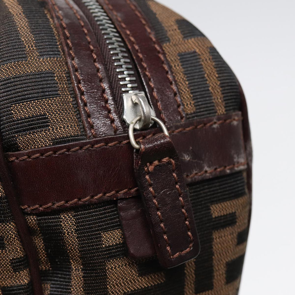 FENDI Zucca Canvas Hand Bag Brown Black Silver88785