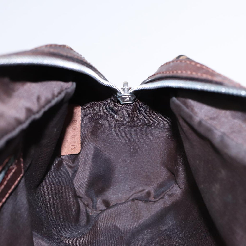 FENDI Zucca Canvas Hand Bag Brown Black Silver88785