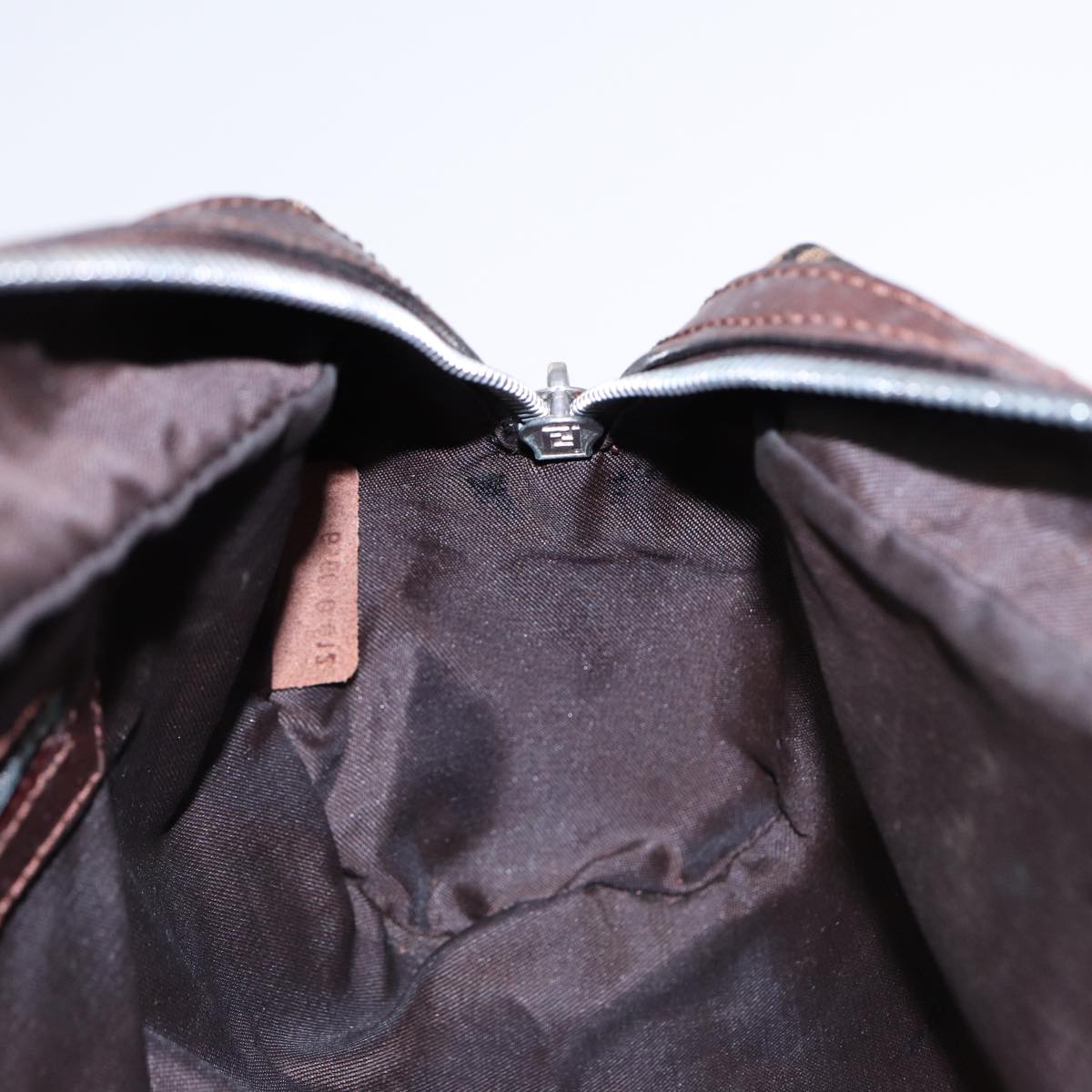 FENDI Zucca Canvas Hand Bag Brown Black Silver88785