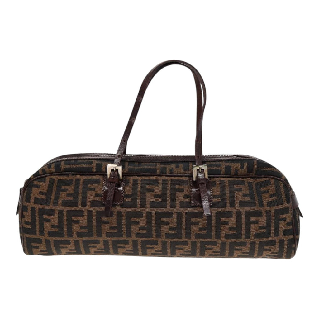 FENDI Zucca Canvas Hand Bag Brown Black Silver88785