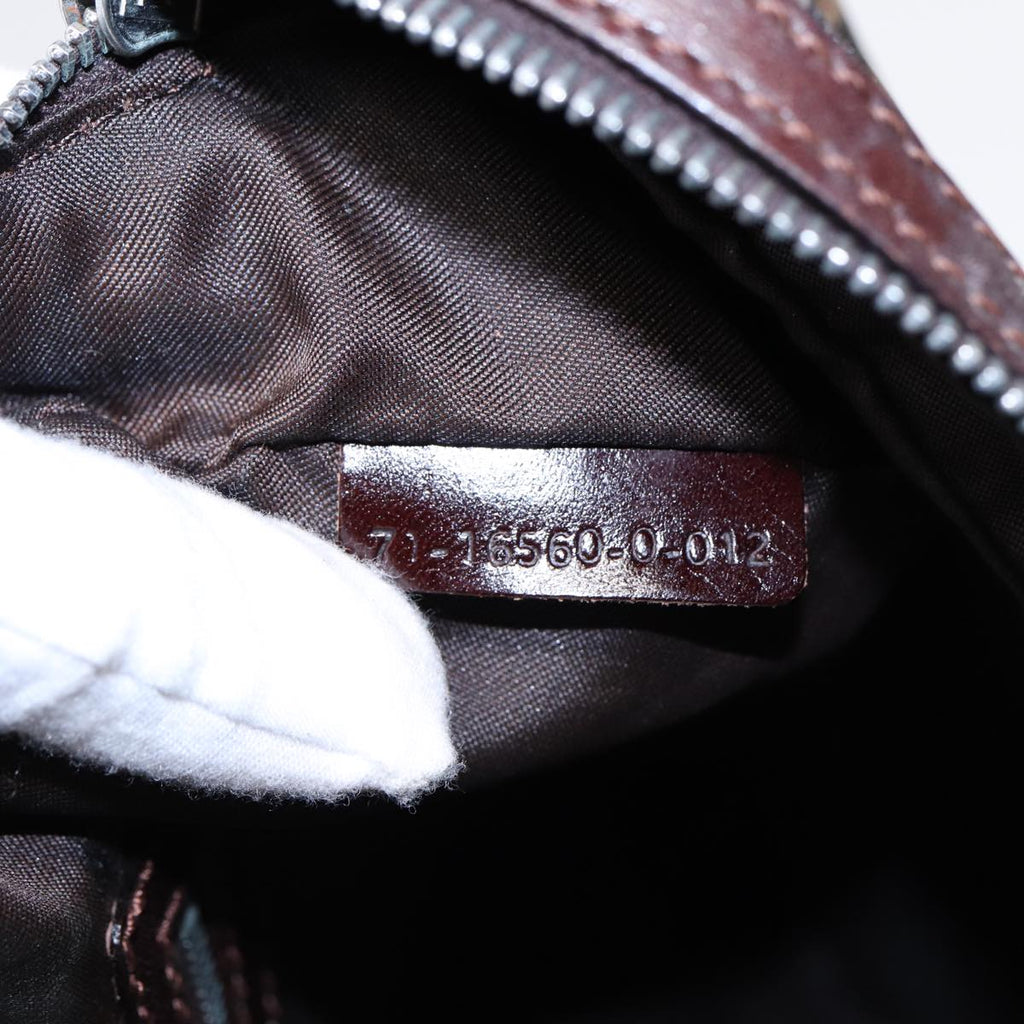 FENDI Zucca Canvas Hand Bag Brown Black Silver88785