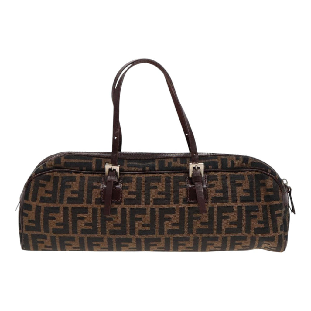 FENDI Zucca Canvas Hand Bag Brown Black Silver88785