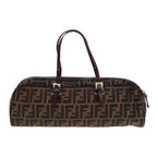 FENDI Zucca Canvas Hand Bag Brown Black Silver88785