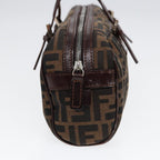FENDI Zucca Canvas Hand Bag Brown Black Silver88785