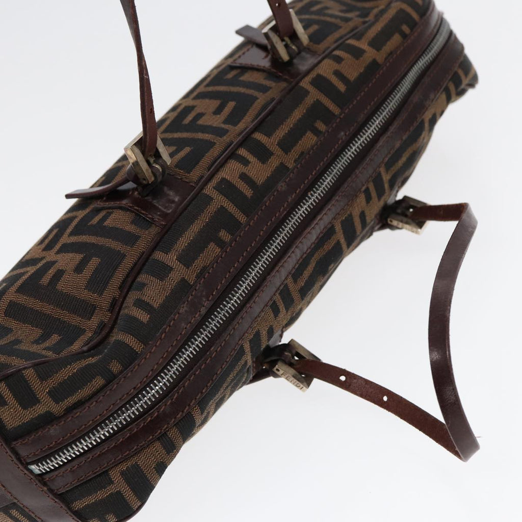 FENDI Zucca Canvas Hand Bag Brown Black Silver88785