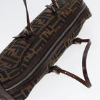 FENDI Zucca Canvas Hand Bag Brown Black Silver88785