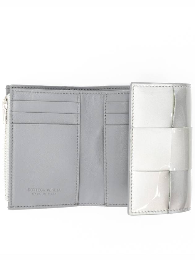 Bottega Veneta Intrecciato Half Wallet Silver