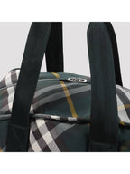 Burberry Shield Check Pattern Large Duffel Bag Green