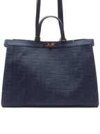 Fendi Logo Pattern Medium Canvas Tote Bag Blue
