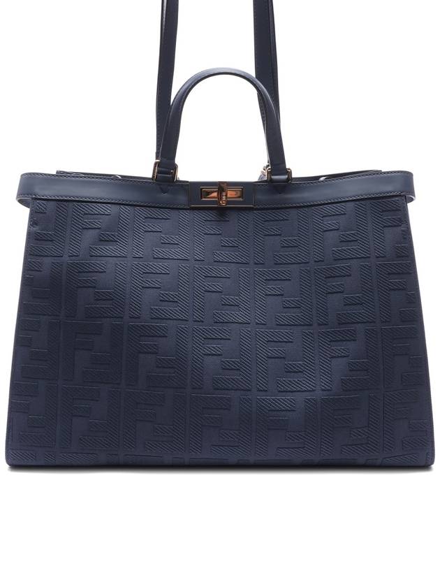 Fendi Logo Pattern Medium Canvas Tote Bag Blue