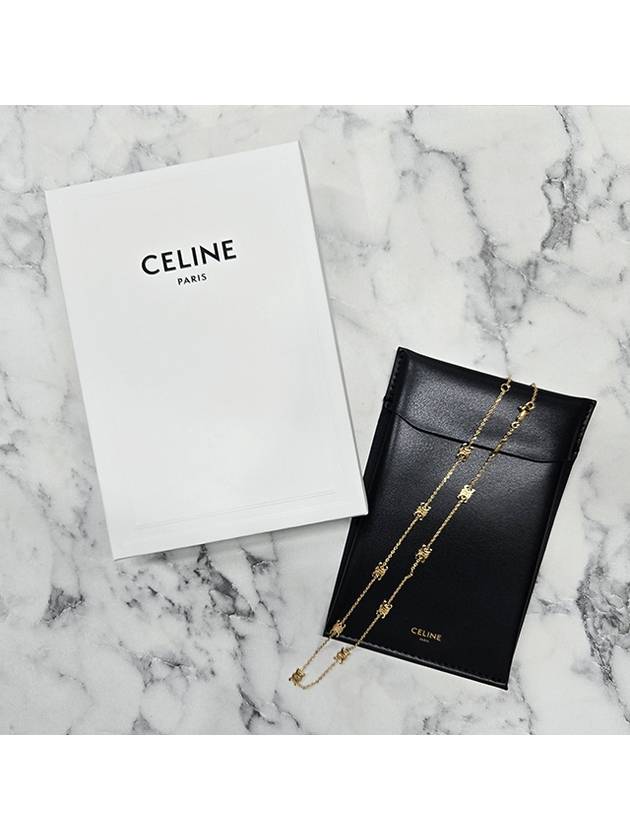 CELINE Triomphe Mini Brass Necklace Gold