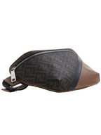 Fendi FF Monogram Logo Leather Belt Bag Brown
