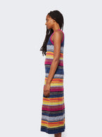 Chloe Striped Knitted Midi Dress Multicolor