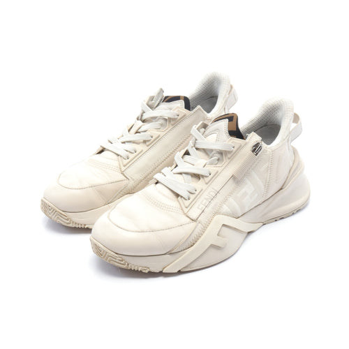 FENDI FLOW Flow Sneakers Leather Canvas Ivory