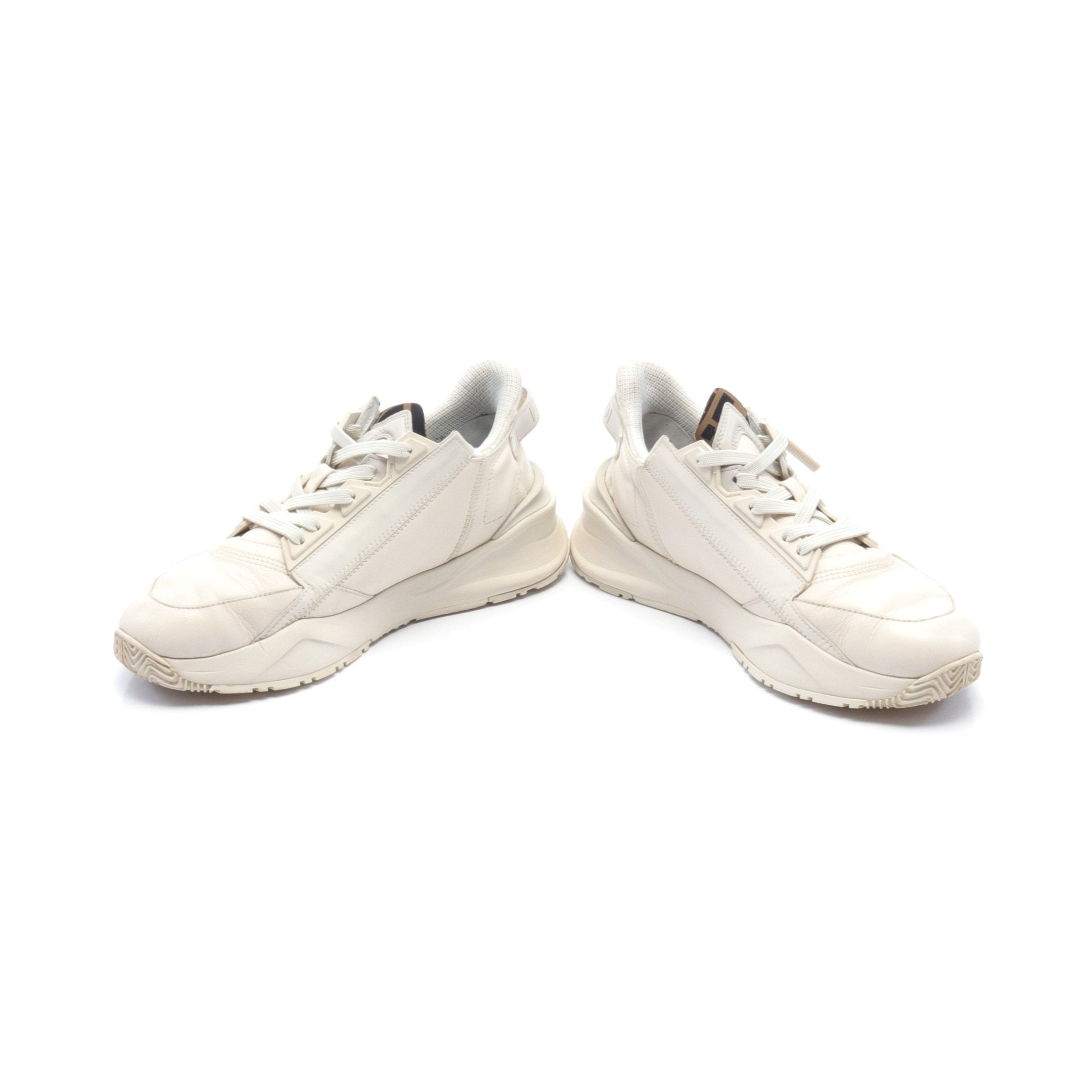 FENDI FLOW Flow Sneakers Leather Canvas Ivory