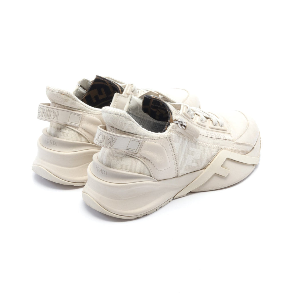 FENDI FLOW Flow Sneakers Leather Canvas Ivory