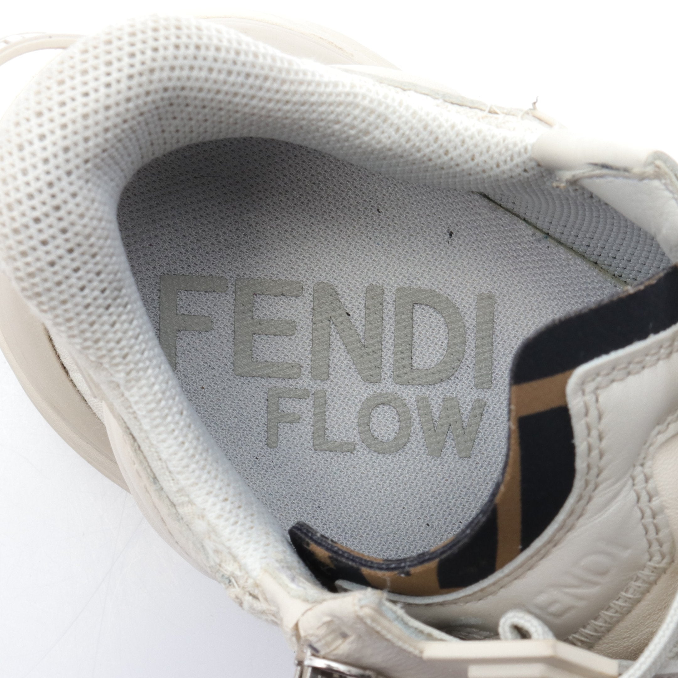 FENDI FLOW Flow Sneakers Leather Canvas Ivory