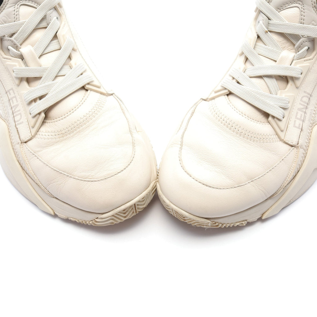 FENDI FLOW Flow Sneakers Leather Canvas Ivory