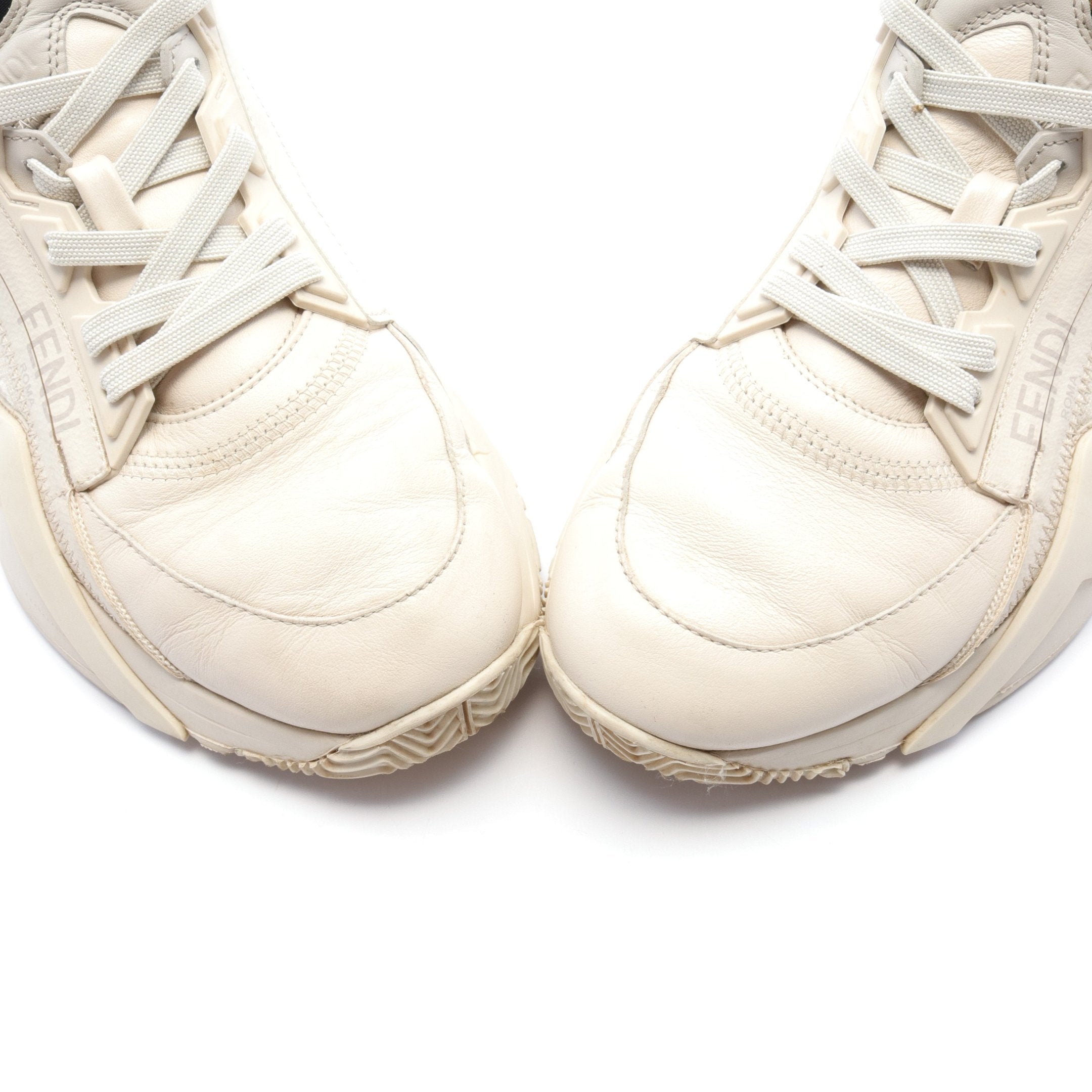 FENDI FLOW Flow Sneakers Leather Canvas Ivory