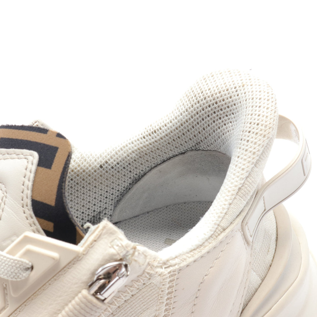 FENDI FLOW Flow Sneakers Leather Canvas Ivory