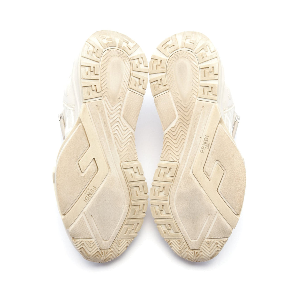 FENDI FLOW Flow Sneakers Leather Canvas Ivory
