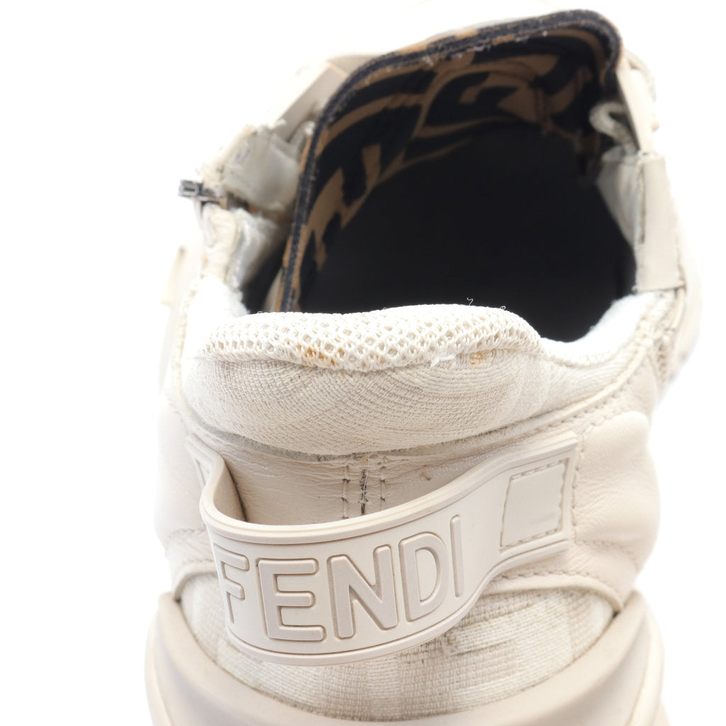 FENDI FLOW Flow Sneakers Leather Canvas Ivory