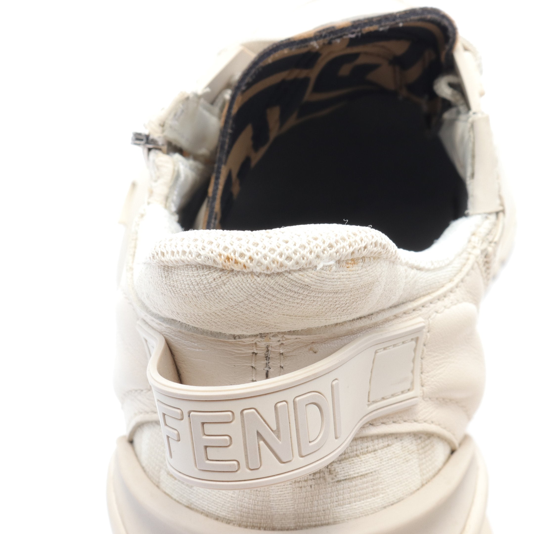 FENDI FLOW Flow Sneakers Leather Canvas Ivory