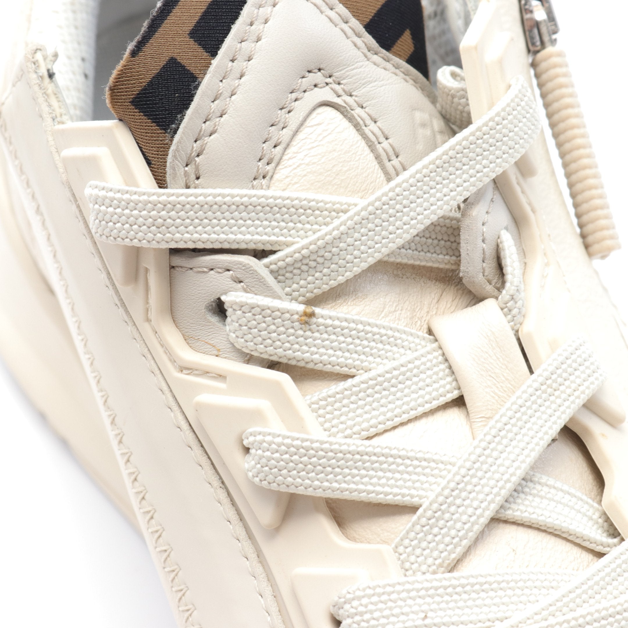 FENDI FLOW Flow Sneakers Leather Canvas Ivory