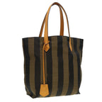 FENDI Pecan Canvas Tote Bag Brown Black gold89144