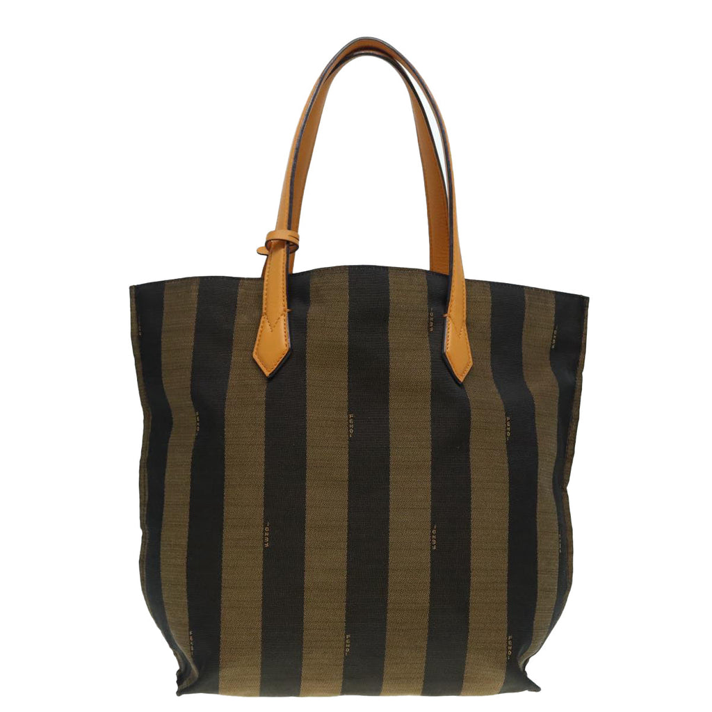 FENDI Pecan Canvas Tote Bag Brown Black gold89144