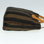 FENDI Pecan Canvas Tote Bag Brown Black gold89144