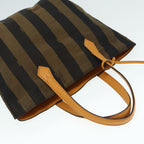 FENDI Pecan Canvas Tote Bag Brown Black gold89144