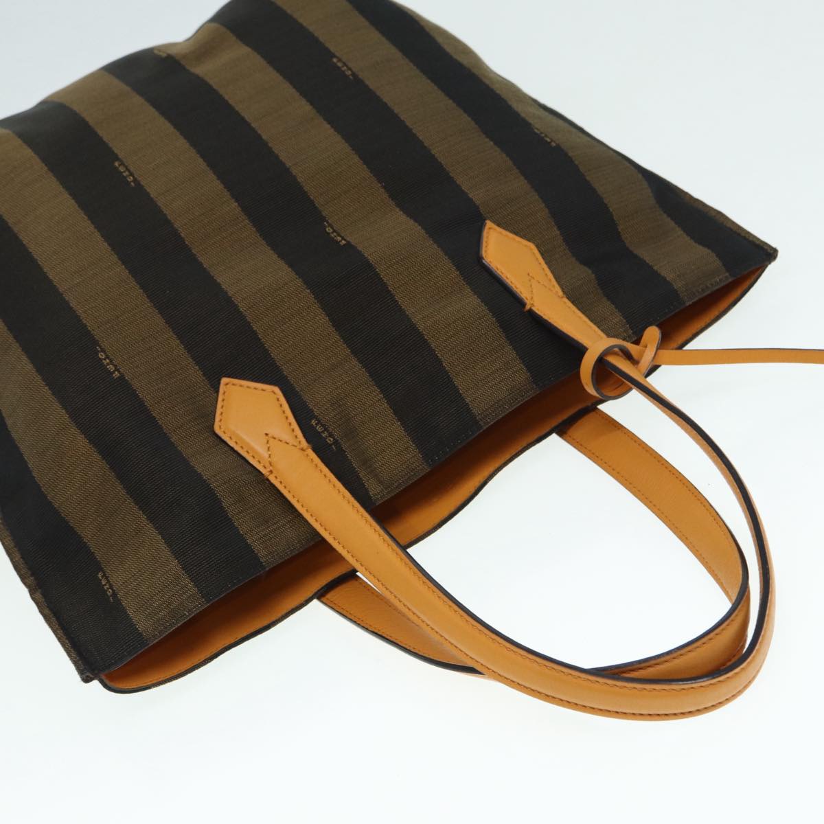FENDI Pecan Canvas Tote Bag Brown Black gold89144