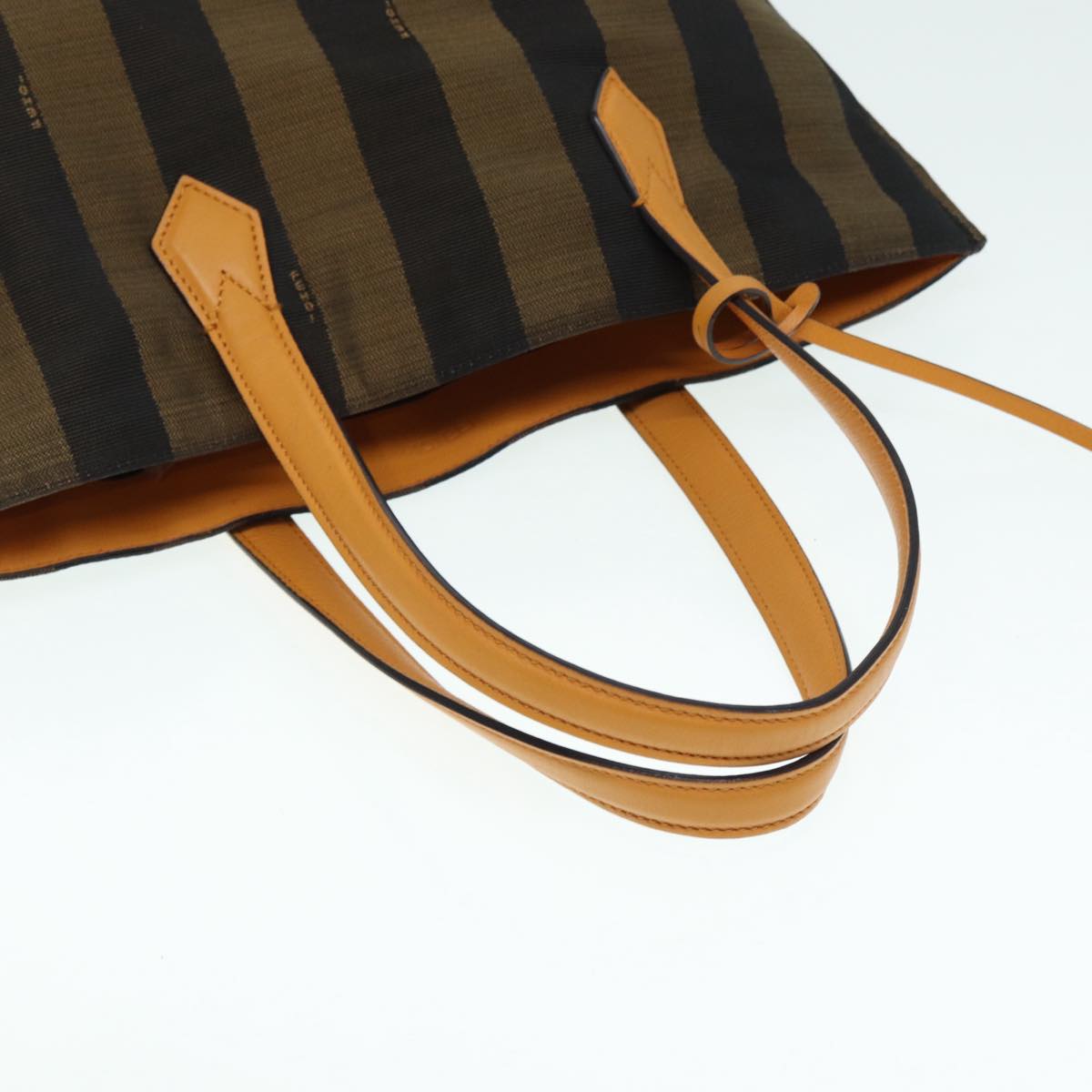FENDI Pecan Canvas Tote Bag Brown Black gold89144