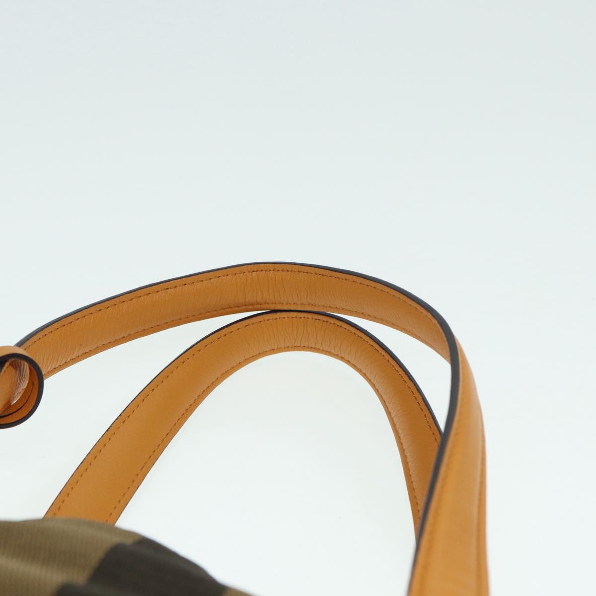 FENDI Pecan Canvas Tote Bag Brown Black gold89144