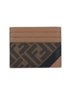 Fendi FF Logo Card Wallet Brown
