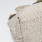 FENDI Zucchino Canvas Mamma Bucket Hand Bag White Silver89238