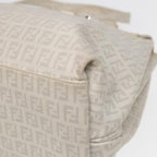 FENDI Zucchino Canvas Mamma Bucket Hand Bag White Silver89238