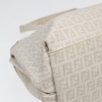 FENDI Zucchino Canvas Mamma Bucket Hand Bag White Silver89238