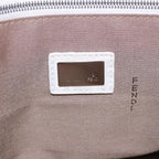 FENDI Zucchino Canvas Mamma Bucket Hand Bag White Silver89238