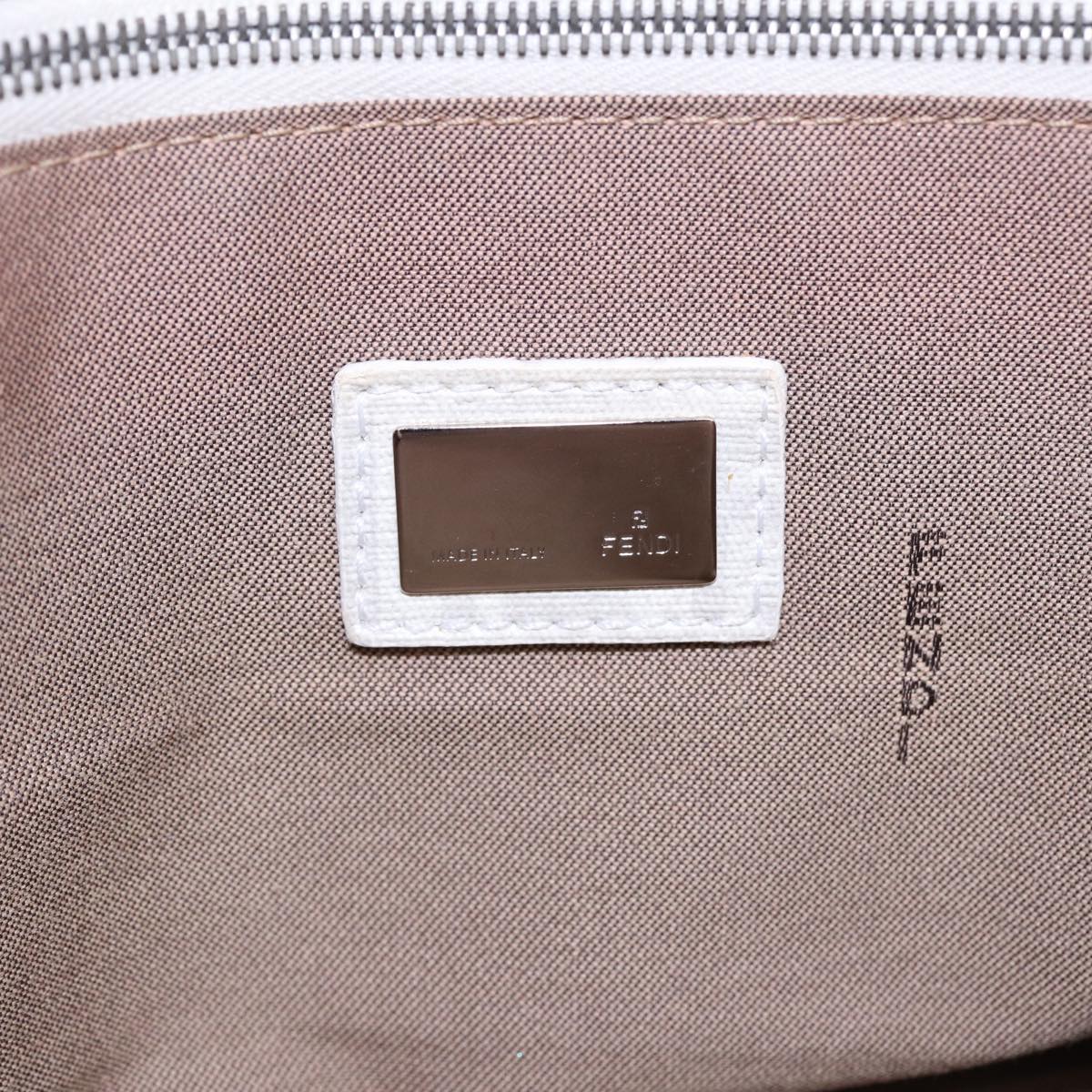 FENDI Zucchino Canvas Mamma Bucket Hand Bag White Silver89238